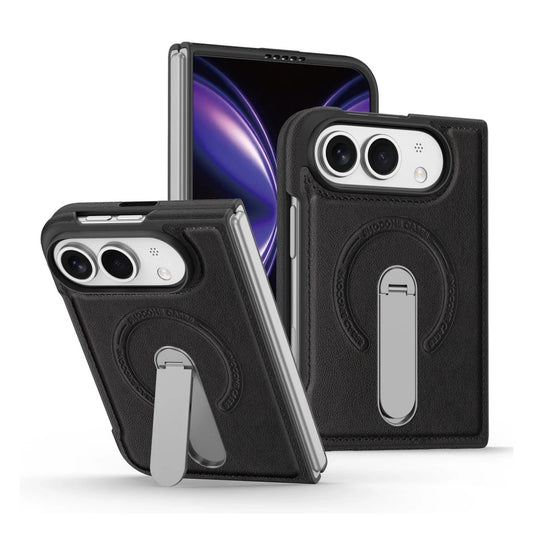 iPhone Duo Leather Magnetic Stand Case - Black