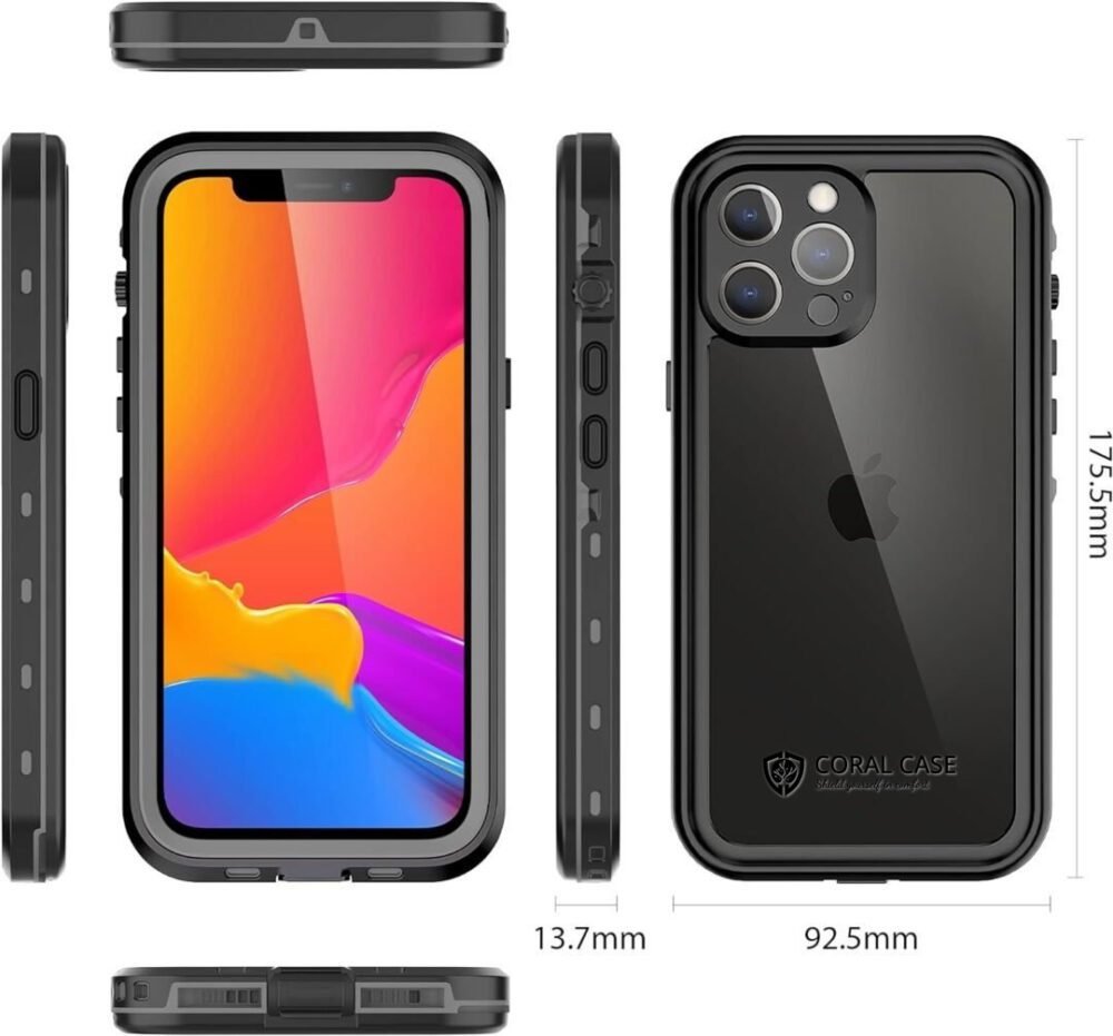 iPhone 12 Pro IP68 Waterproof front, rear, side & top view