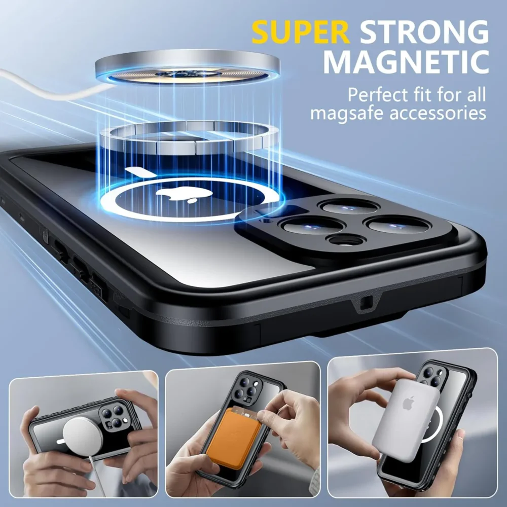 iPhone 15 Pro IP68 Waterproof, Shockproof, Dustproof, Magnetic Charging Premium Rugged Case - Super Strong Magnetic