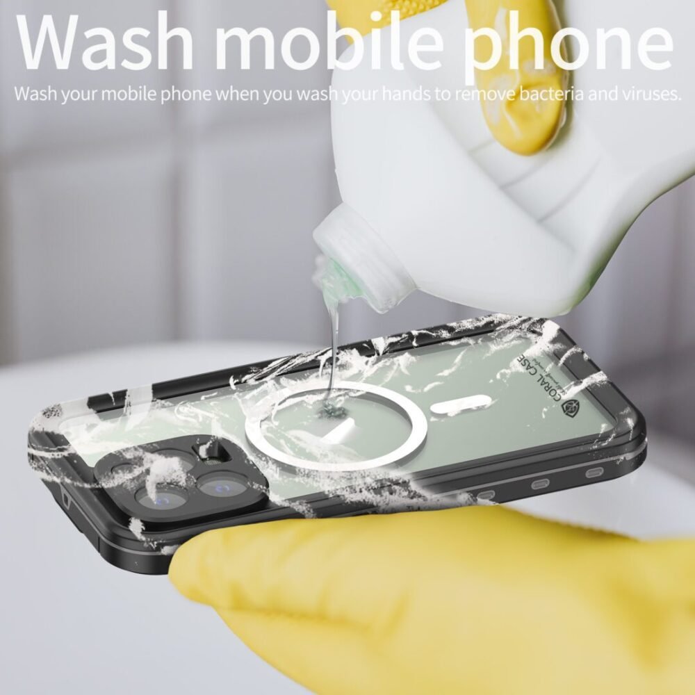 iPhone 14 Pro Max IP68 Waterproof Phone Case Washing Into Water