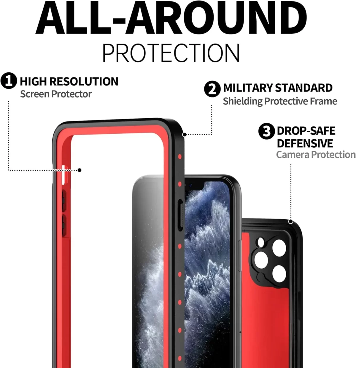 IP68 Waterproof, High-Quality Phone Case for iPhone 11 Pro Max | Full Body Protection with Built-in Screen Protector | Shockproof, Dustproof, Drop-proof, Magnetic Closure | 1-Year Warranty | Coral Case