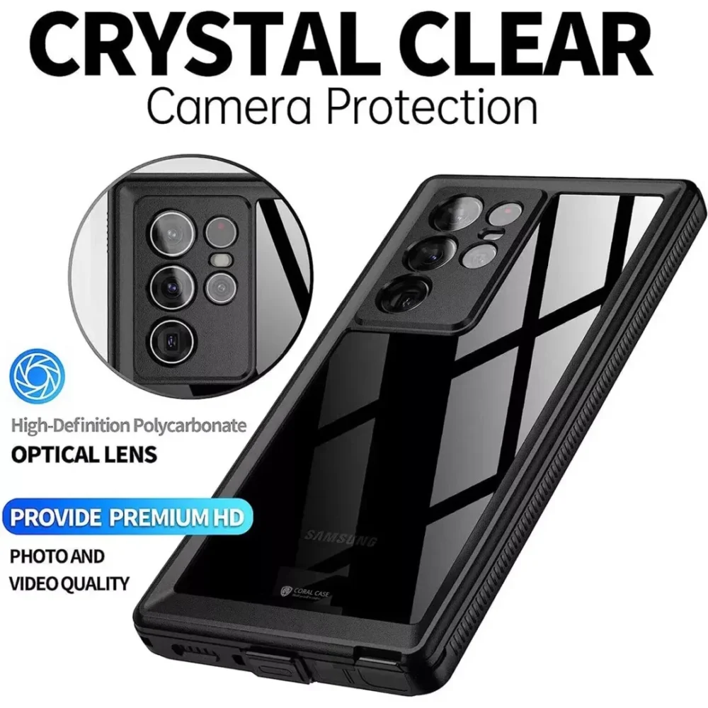 Samsung S22 Ultra IP68 Waterproof, Shockproof, Dustproof, Premium Quality Rugged Case - Crystal Clear