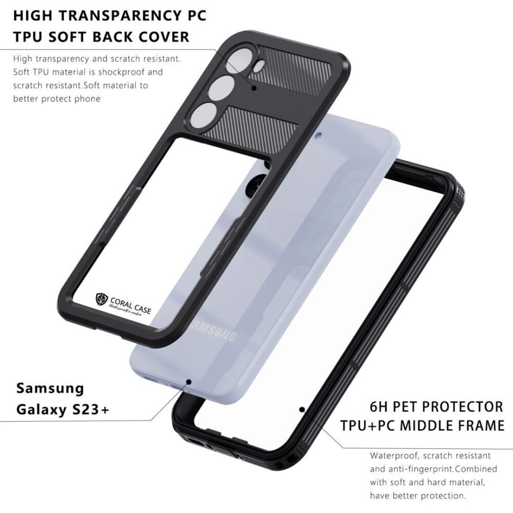 Samsung S23 Plus IP68 Waterproof Phone Case Dissection View