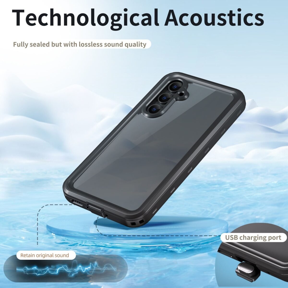 Samsung Galaxy A55 IP68 5G Phone Case With Fully Sealed Lossless Sound Quality And USB Port