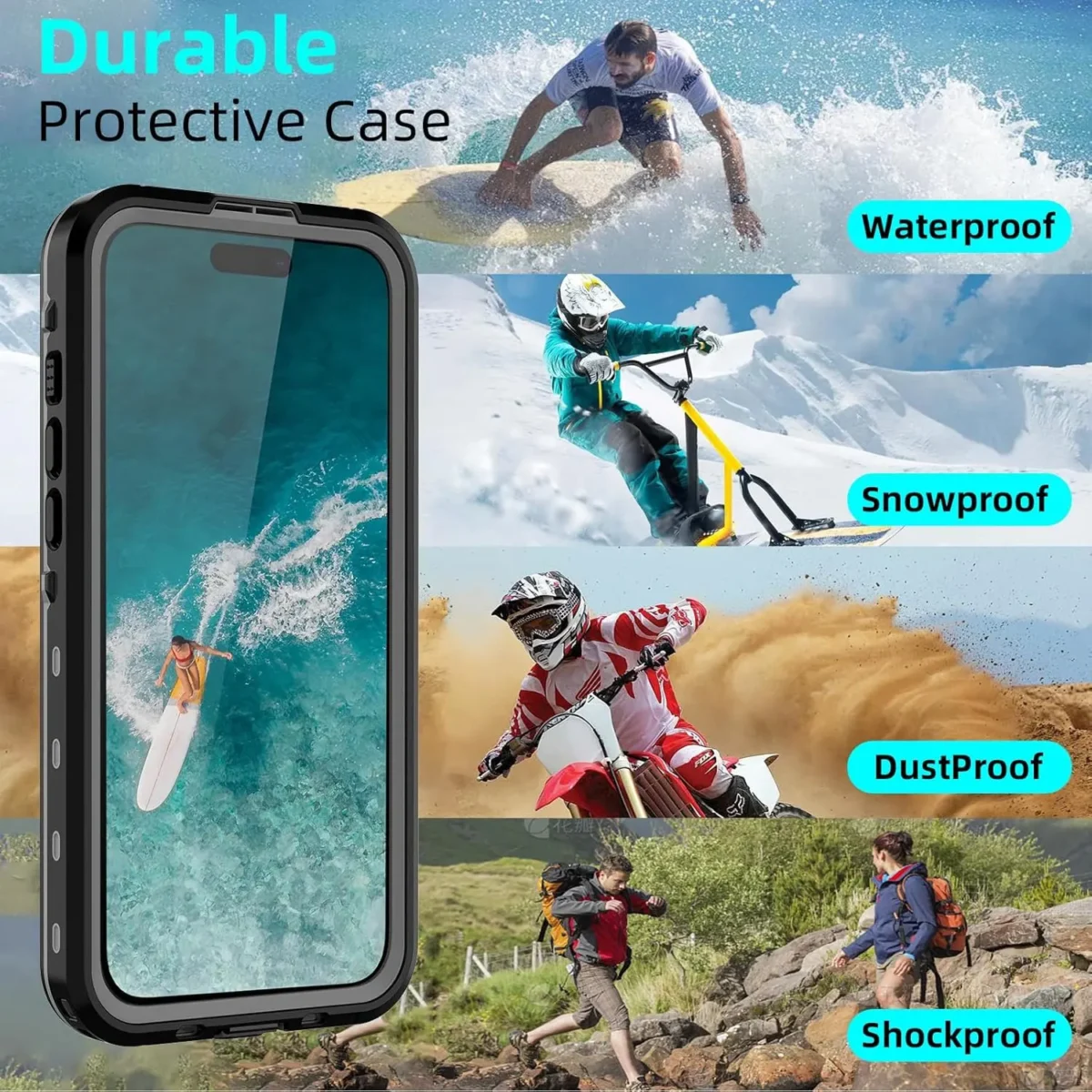 iPhone 16 IP68 Waterproof, Shockproof, Dustproof, Magnetic Charging, Premium Quality Rugged Case features