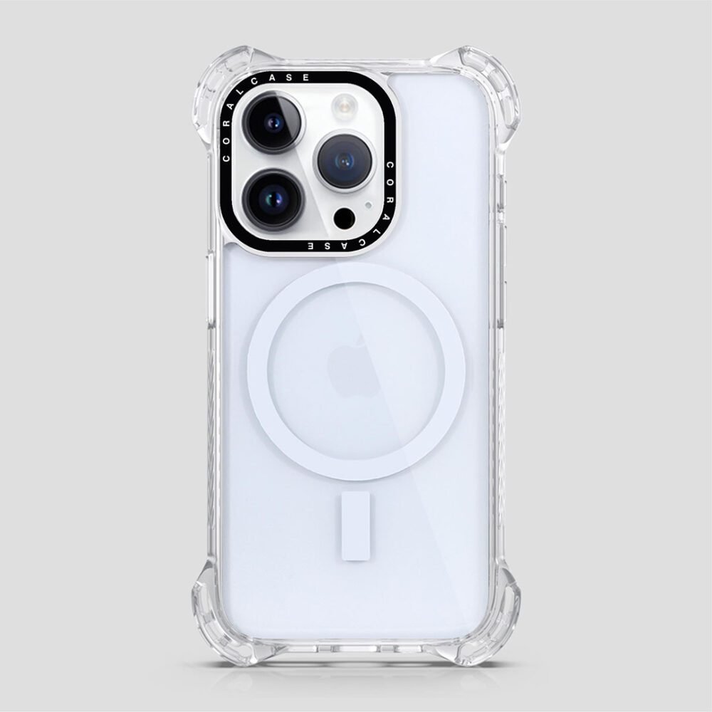 iPhone 13 Pro Max Transparent White Bounce Case MagSafe Compatible 7.5M Shockproof - Rear View