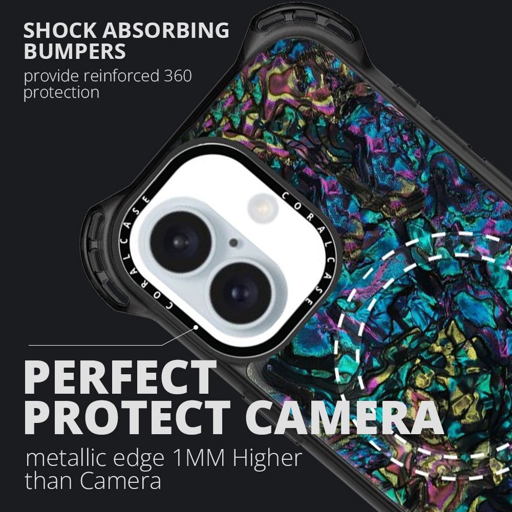 iPhone 16 Abalone Shell MagSafe Compatible 7.5M Shockproof Dropproof case - close camera view