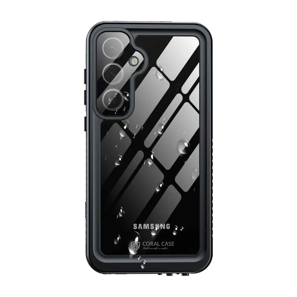 S24 Plus WaterProof Lifeproof Shockproof dustproof Black & Clear case - Rear View