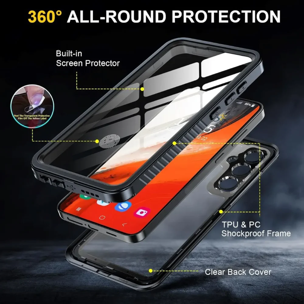 S24 WaterProof Lifeproof Shockproof dustproof Black & Clear case - Dessection