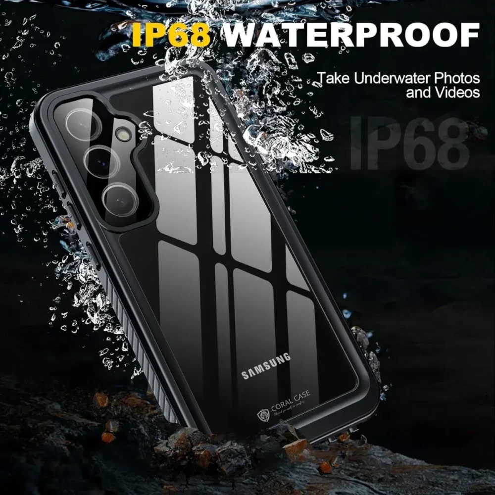 S24 WaterProof Lifeproof Shockproof dustproof Black & Clear case - IP 68 Waterproof