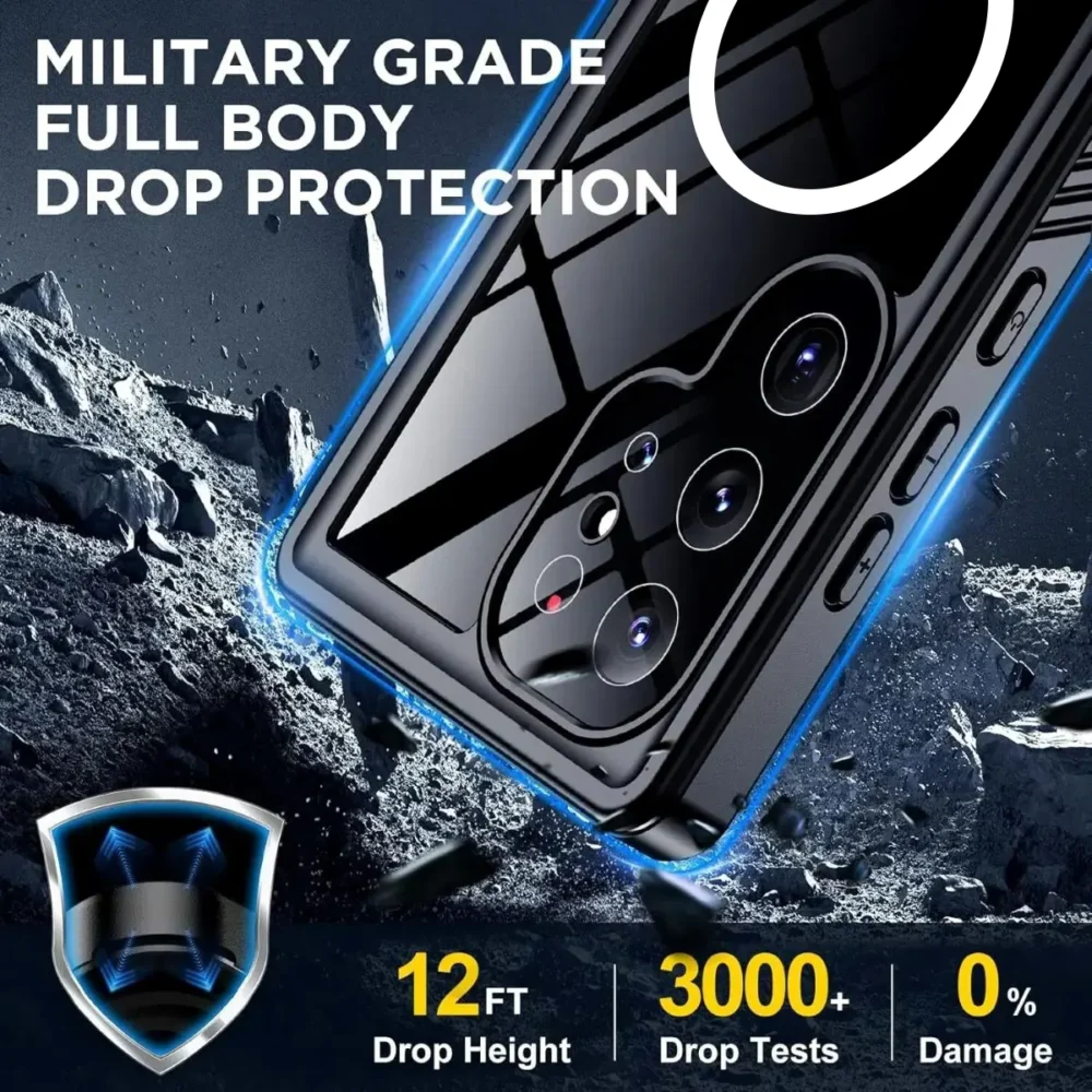 S24 Ultra WaterProof Lifeproof dustproof Black & Clear case - Fullbody Protection